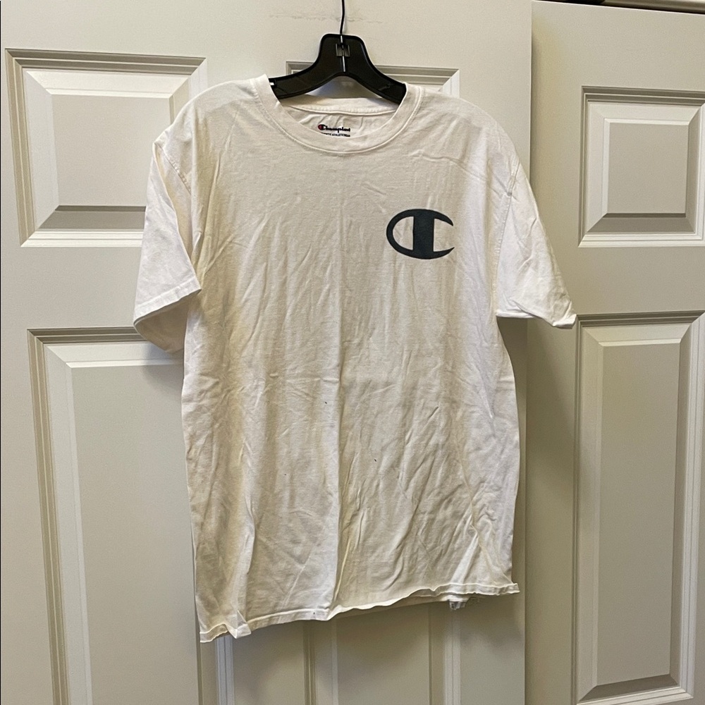 Champion White Short-Sleeve Tee with Navy C Logo